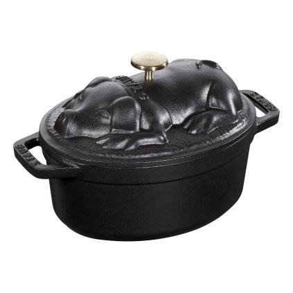 149504 ovalny hrnec s poklici ve tvaru prasatka cerny v 1 0 l staub