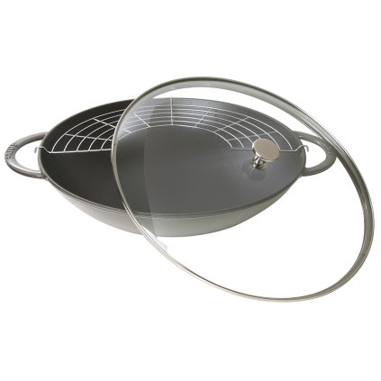 141287 wok se sklenenou poklici o 37 cm grafitove sedy staub