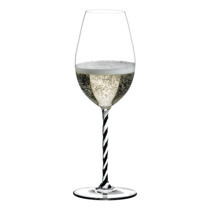 160814 sklenice champagne wine glass black and white twisted fatto a mano riedel