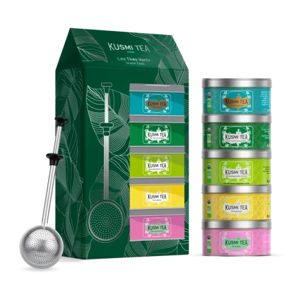 233006 darkova sada caju green teas 5 x 20 g plechovka infuzer kusmi tea