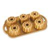 Pekač za šarkelj pecivo ANNIVERSARY BUNDLETTE BUNDT, za 6 mini tortic, zlat, Nordic Ware