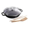 Vok, 30 cm, s steklenim pokrovom, črne barve, Staub