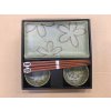 Sushi set, 6 kosov, cvetlični motiv, svetlo zelena, MIJ