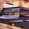 Japonski set nožev JOSHI SAKURA, 4 kosi, z brusilnim kamnom, darilna škatla, Dellinger