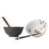 Skodelica za kosmiče CHERRY BLOSSOM 400 ml, set 2 kosov, s palčkami, MIJ