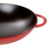 Vok, 37 cm, s steklenim pokrovom, češnja, litina, Staub