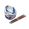 Skodelica za kosmiče BLUE & WHITE 350 ml, set 2 kosov, s palčkami, MIJ