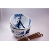 Skodelica za kosmiče BLUE & WHITE 350 ml, set 2 kosov, s palčkami, MIJ