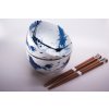 Skodelica za kosmiče BLUE & WHITE 350 ml, set 2 kosov, s palčkami, MIJ