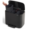 Koš za smeti s pedalom BO, 3 x 11 l, črne barve, Brabantia