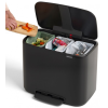 Koš za smeti s pedalom BO, 3 x 11 l, črne barve, Brabantia