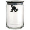 Kuhinjski kozarec za shranjevanje GIANNI, 900 ml, črn pokrov, steklo, Alessi