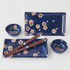 Sushi set z jedilnimi palčkami NAVY WITH PINK SAKURA, 4 kosi, MIJ