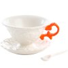 Skodelica za čaj s krožnikom in žlico I-WARES, oranžna, Seletti