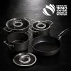 Set posode ADAMANT, stekleni pokrovi za lonce, set 3 kosov, črna, aluminij, Fissler