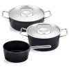 Set posode ADAMANT, pokrovi za lonec iz nerjavečega jekla, set 3 kosov, črna, aluminij, Fissler