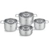 Set posode PURE, stekleni pokrov za lonec, set 4 kosov, inox, Fissler