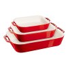 Pekač, set 3, rdeča, keramika, Staub