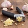Stiskalnik za česen GOOD GRIPS, 18 cm, črna, iz nerjavečega jekla, OXO