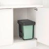 Vgradni koš za smeti SORT & GO, 2x 15 l, temno siva / žad zelena, plast, Brabantia