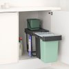 Vgradni koš za smeti SORT & GO, 2x 15 l, temno siva / žad zelena, plast, Brabantia