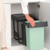 Vgradni koš za smeti SORT & GO, 2x 15 l, temno siva / žad zelena, plast, Brabantia