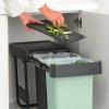 Vgradni koš za smeti SORT & GO, 2x 15 l, temno siva / žad zelena, plast, Brabantia