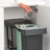 Vgradni koš za smeti SORT & GO, 2x 15 l, temno siva / žad zelena, plast, Brabantia