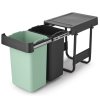 Vgradni koš za smeti SORT & GO, 2x 15 l, temno siva / žad zelena, plast, Brabantia
