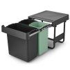 Vgradni koš za smeti SORT & GO 2x 10 l + 1x 20 l, temno siva / žad zelena, plast, Brabantia