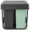 Vgradni koš za smeti SORT & GO 2x 10 l + 1x 20 l, temno siva / žad zelena, plast, Brabantia