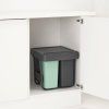 Vgradni koš za smeti SORT & GO 2x 10 l + 1x 20 l, temno siva / žad zelena, plast, Brabantia