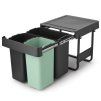 Vgradni koš za smeti SORT & GO 2x 10 l + 1x 20 l, temno siva / žad zelena, plast, Brabantia