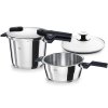 Tlačni lonec VITAQUICK, 3,5 l + 6,5 l + stekleni pokrov, set 3 kosov, Fissler