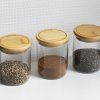 Kuhinjski kozarec za shranjevanje PKV-014, 180 ml, set 3 kosov, steklo / bambus, Pebbly