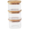 Posoda za shranjevanje hrane PKV-034, 500 ml, set 3 kosov, steklo / bambus, Pebbly