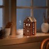 215972 1 svicen na cajovou svicku gingerbread lighthouse 17 cm hneda kamenina kahler